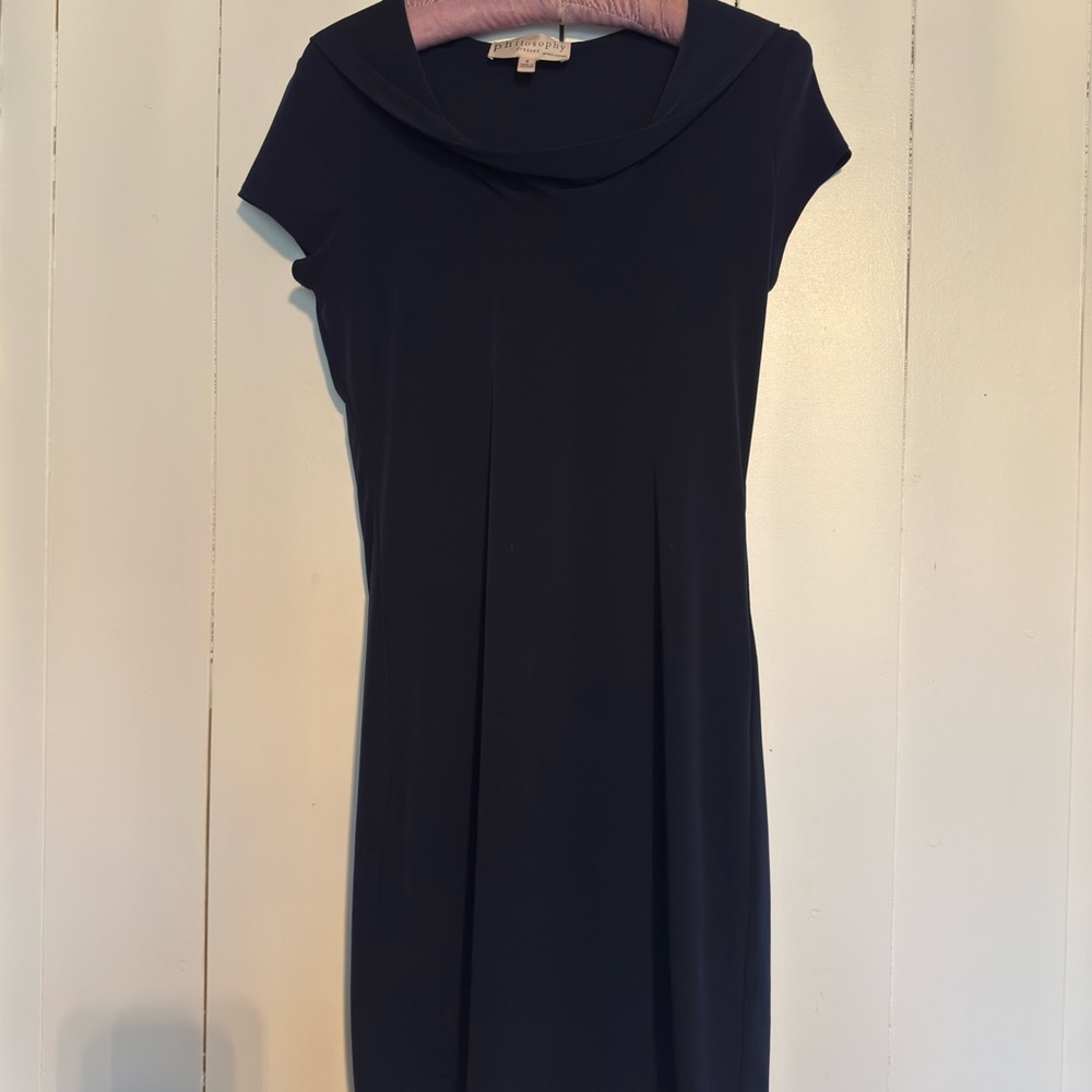 Philosophy Navy Cap Sleeve Midi Dress